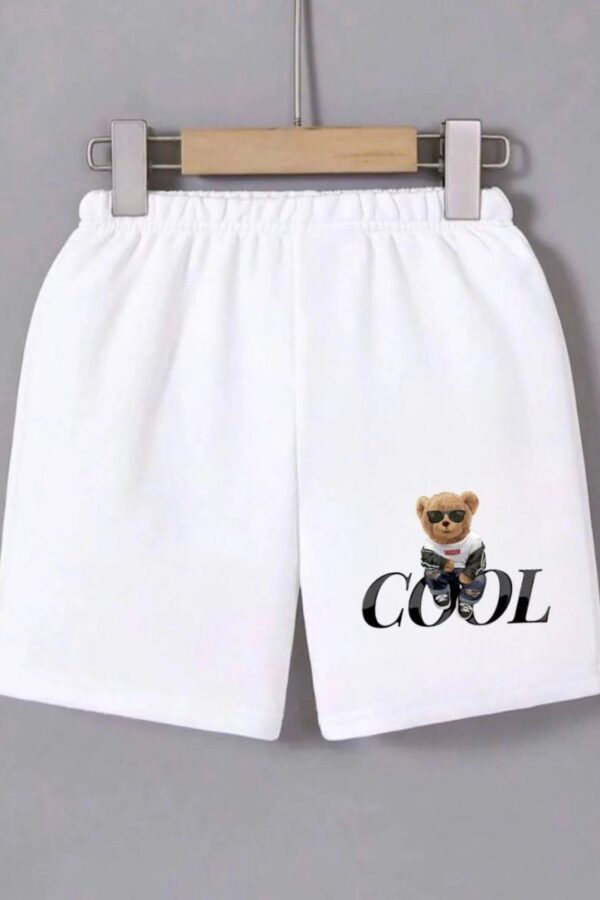 Kadın Beli Lastikli Baskılı Mini Şort - Beyaz