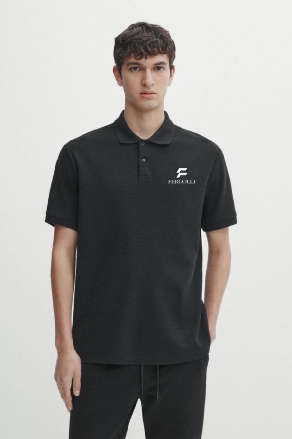 Erkek Pike Polo Yaka Tişört Düğmeli Baskılı T-Shirt - Beyaz