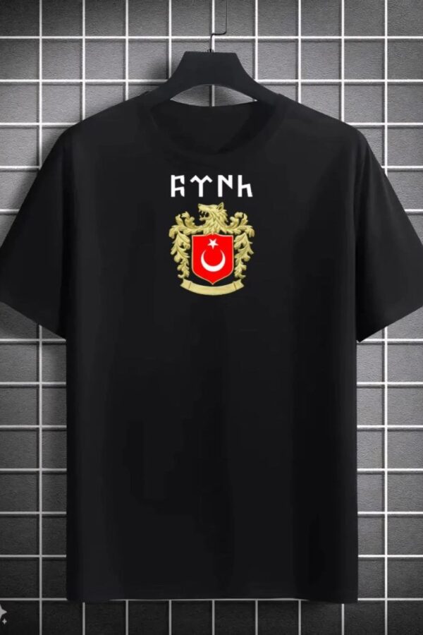 Erkek Kısa Kol Yazlık Tişört Bisiklet Yaka Baskılı Oversize T-Shirt - Siyah