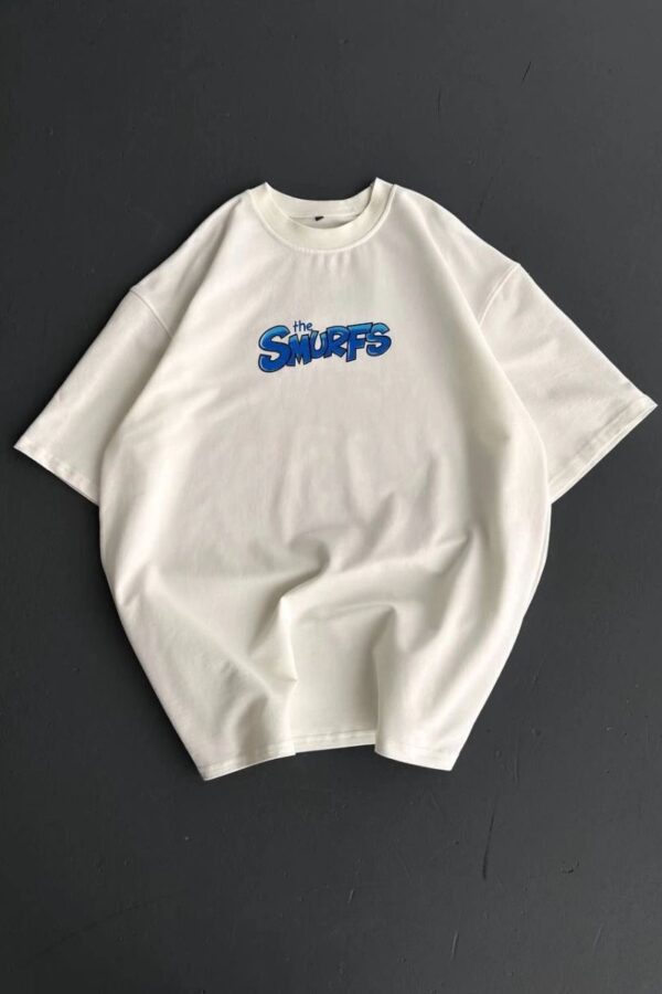 Erkek Ön ve Arka Baskılı T-Shirt Kısa Kol Bisiklet Yaka Regular Fit Tişört -  Beyaz