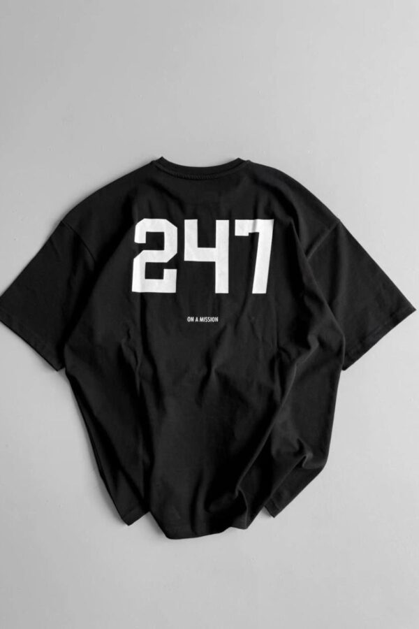 Erkek Ön ve Arka Baskılı T-Shirt Kısa Kol Bisiklet Yaka Regular Fit Tişört -  Siyah