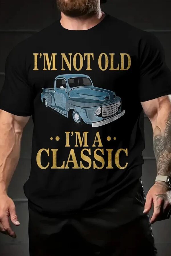 Erkek Tişört Araba Baskılı Kısa kol t-shirt - Siyah