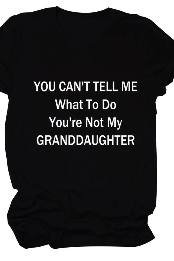 Kadın Baskılı Tişört Kısa Kol Bisiklet Yaka T-shirt - Siyah