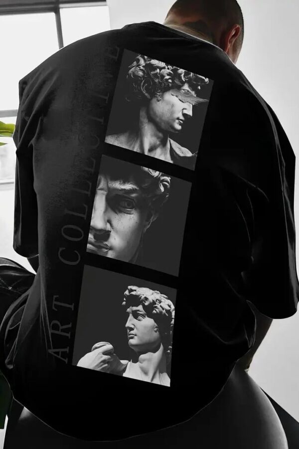 Erkek T-Shirt Sokak Stili Baskılı Kısa kol Tişört - Siyah