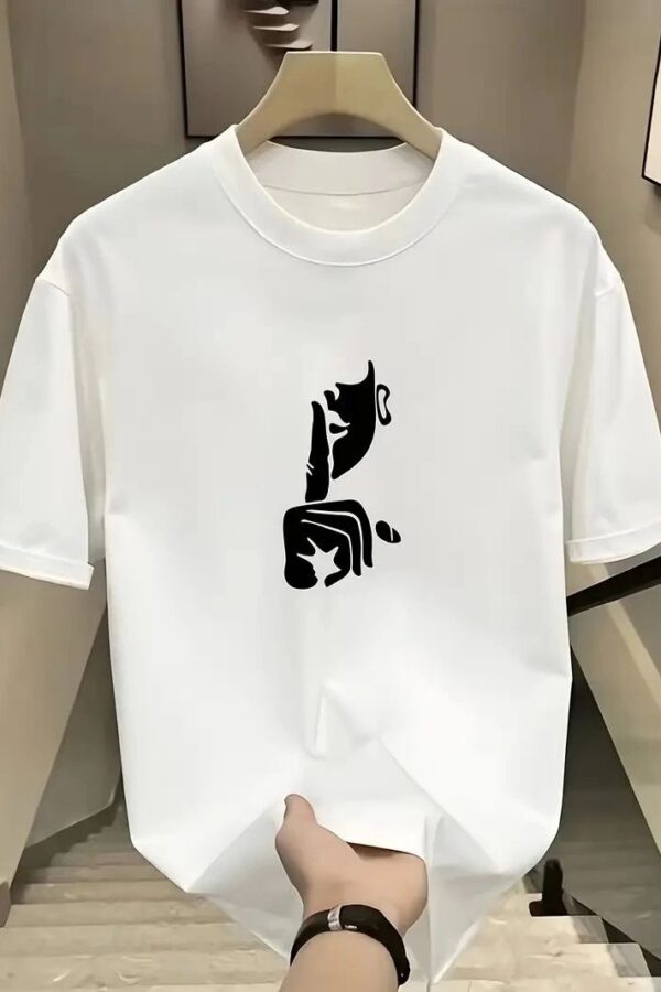 Kadın T-Shirt Bisiklet Yaka Kısa kol Baskılı tişört - Beyaz