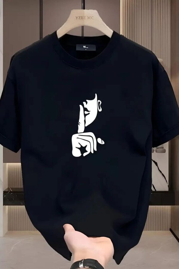 Kadın T-Shirt Bisiklet Yaka Kısa kol Baskılı Tişört - Siyah