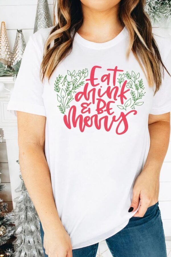 Yılbaşı Tişört Noel İçin  Kısa kol T-shirt - Beyaz