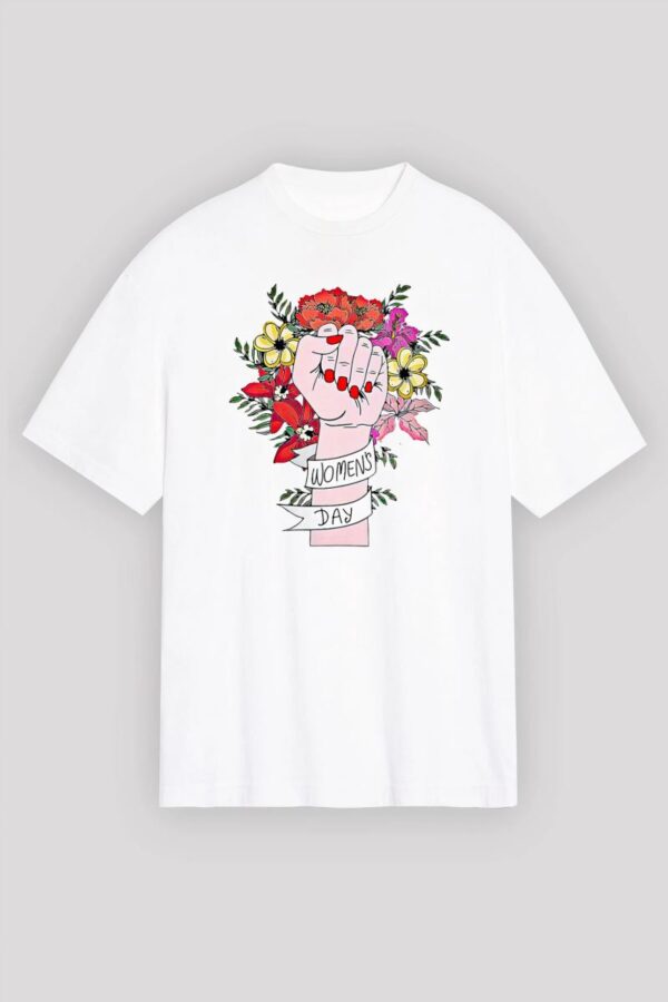 8 Mart Dünya Kadınlar Günü İçin Tişört Özel Baskılı T-shirt - Beyaz