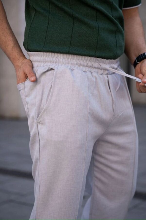 Erkek Keten Cepli Çıma Dikişli jogger Buggy Pantalon Rahat kalıp - Gri