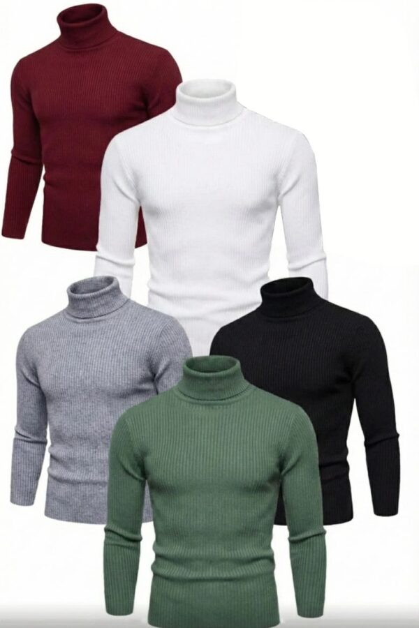 ERKEK 5'li Siyah, Beyaz, Bordo, Gri, Haki Kaşkorse Boğazlı Likralı Fitilli Slimfit Body