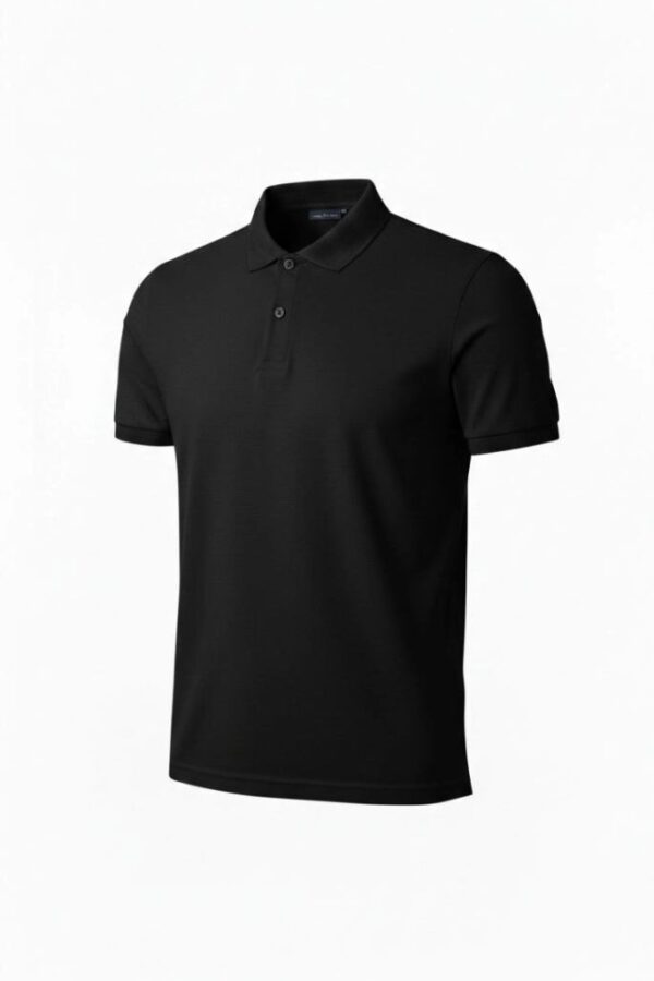 Erkek Polo Yaka Düğmeli Pike Kumaş Tişört Regular Fit Kısa Kol T-Shirt - Siyah