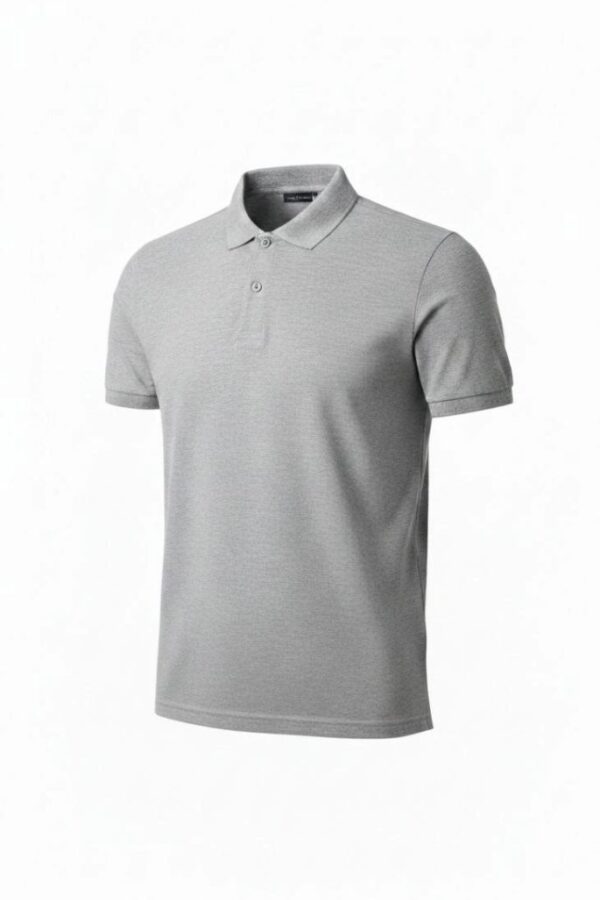 Erkek Polo Yaka Düğmeli Pike Kumaş Tişört Regular Fit Kısa Kol T-Shirt - Gri