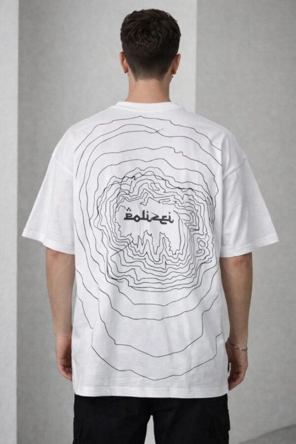 Erkek Kısa Kol Yazlık Tişört Bisiklet Yaka Baskılı Oversize T-Shirt - Beyaz