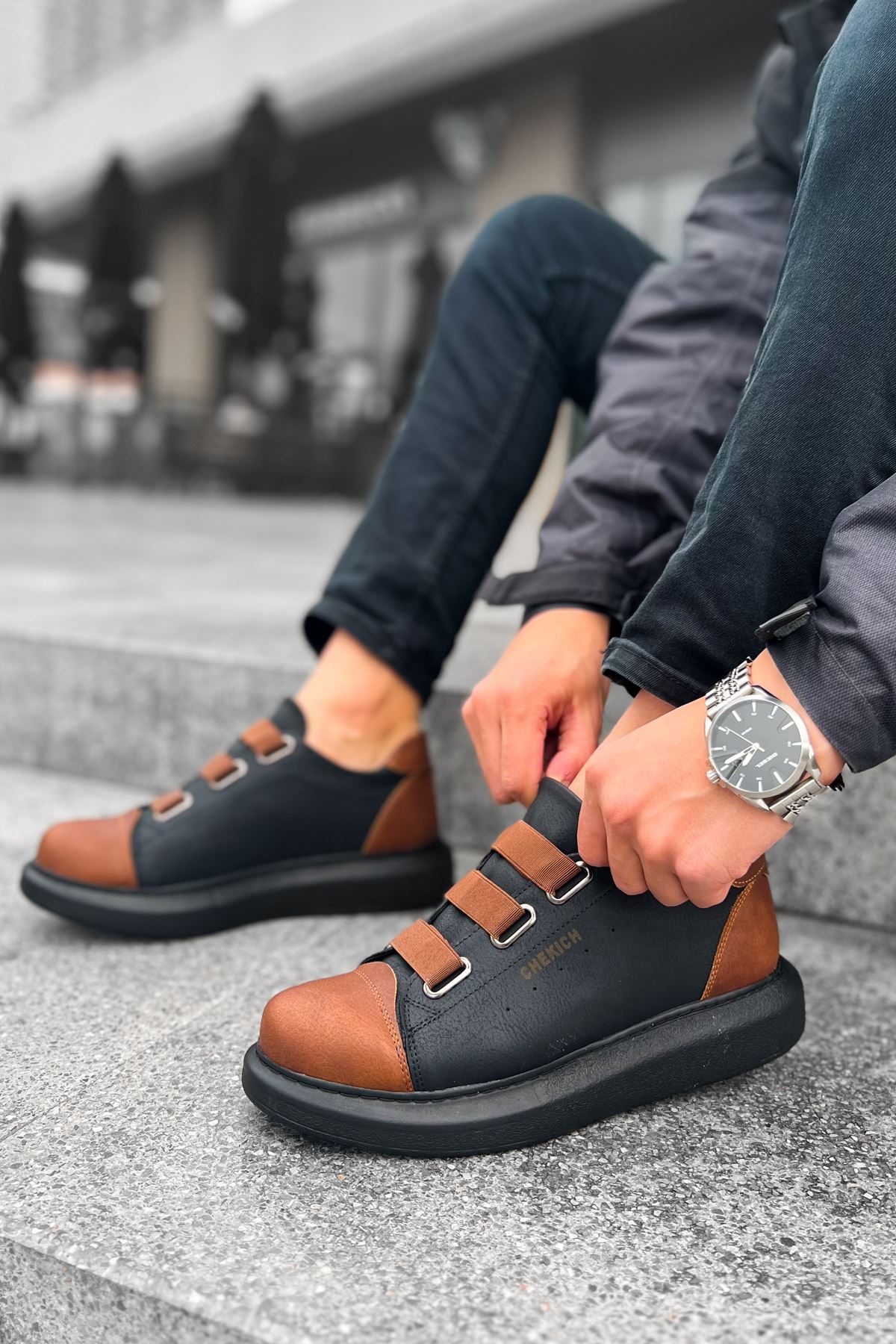 CH253 - CST Mirror Non Man Sneakers SIYAH/TABA - Görsel 3