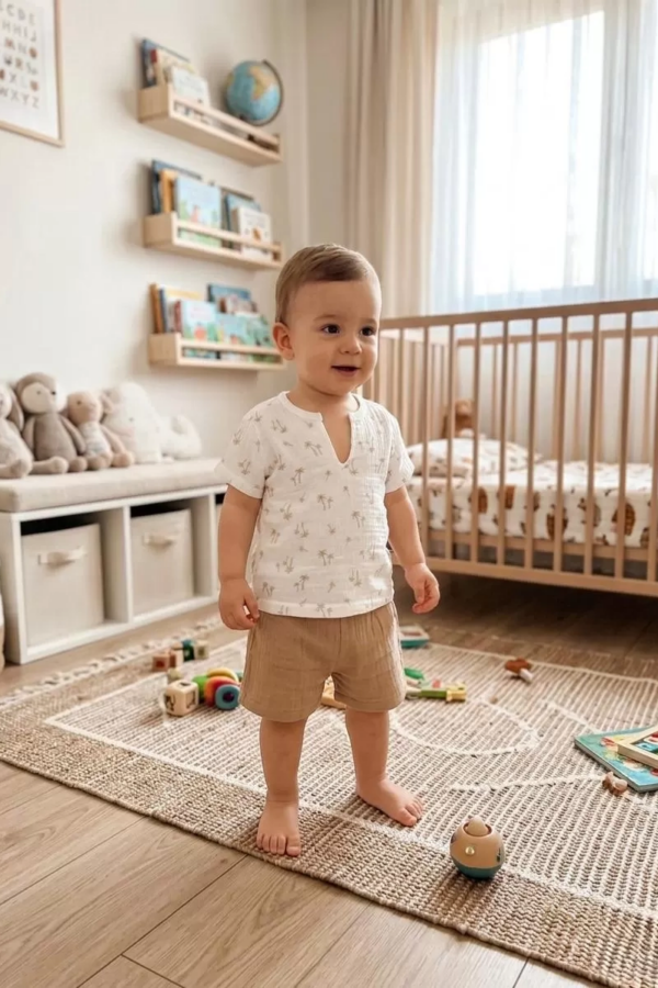1/4 Yaş Müslin Kumaş Bebek Takımı