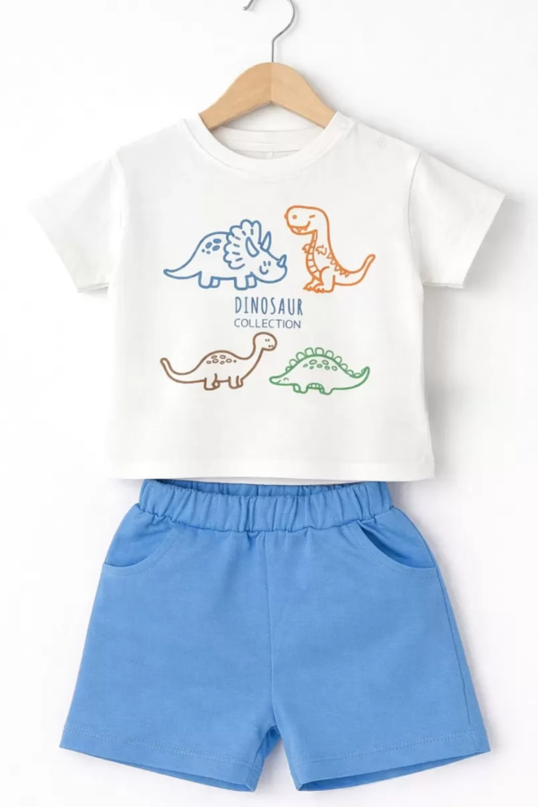 6/24 Ay Dino Baskılı Basic Bebek Takımı
