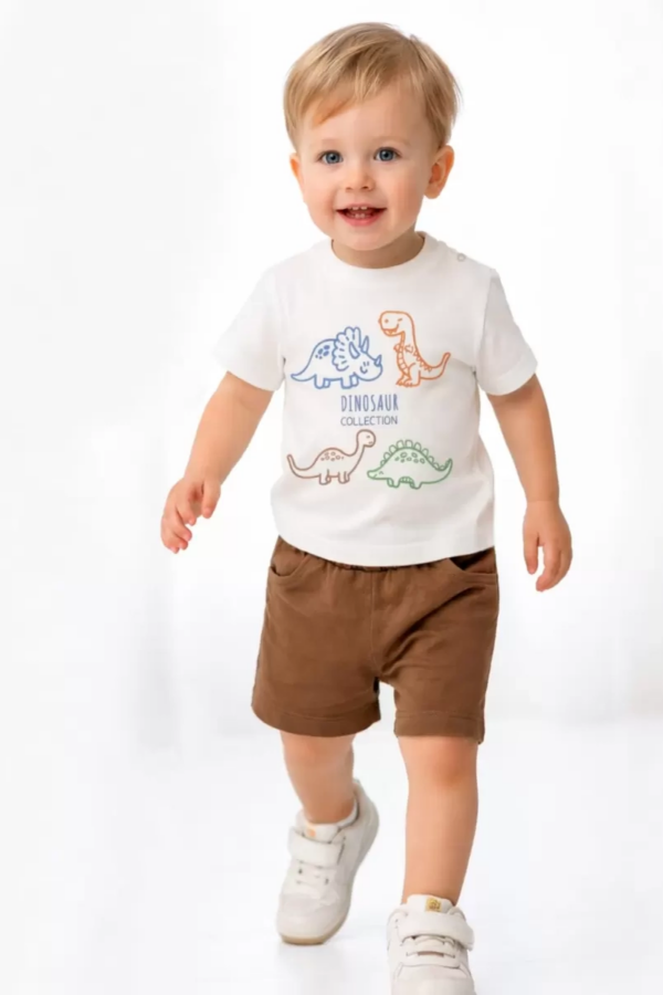 6/24 Ay Dino Baskılı Basic Bebek Takımı