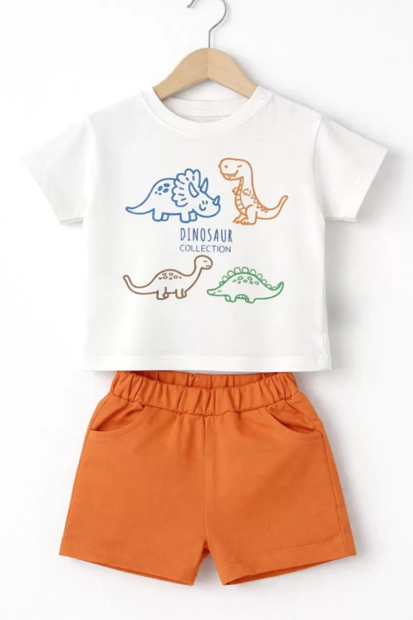 6/24 Ay Dino Baskılı Basic Bebek Takımı