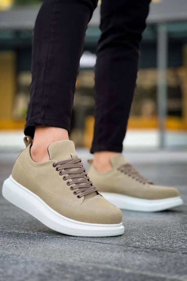 JY814 Axel Bağcıklı Süet Erkek Günlük Sneaker Ayakkabı SBT Krem