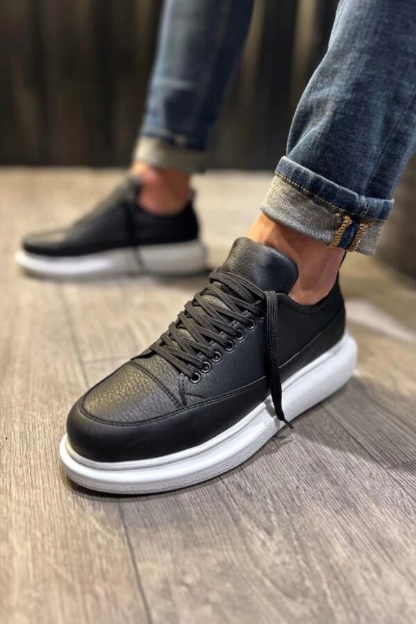 JY914 Drake Bağcıklı Cilt Erkek Günlük Sneaker Ayakkabı CBT Siyah