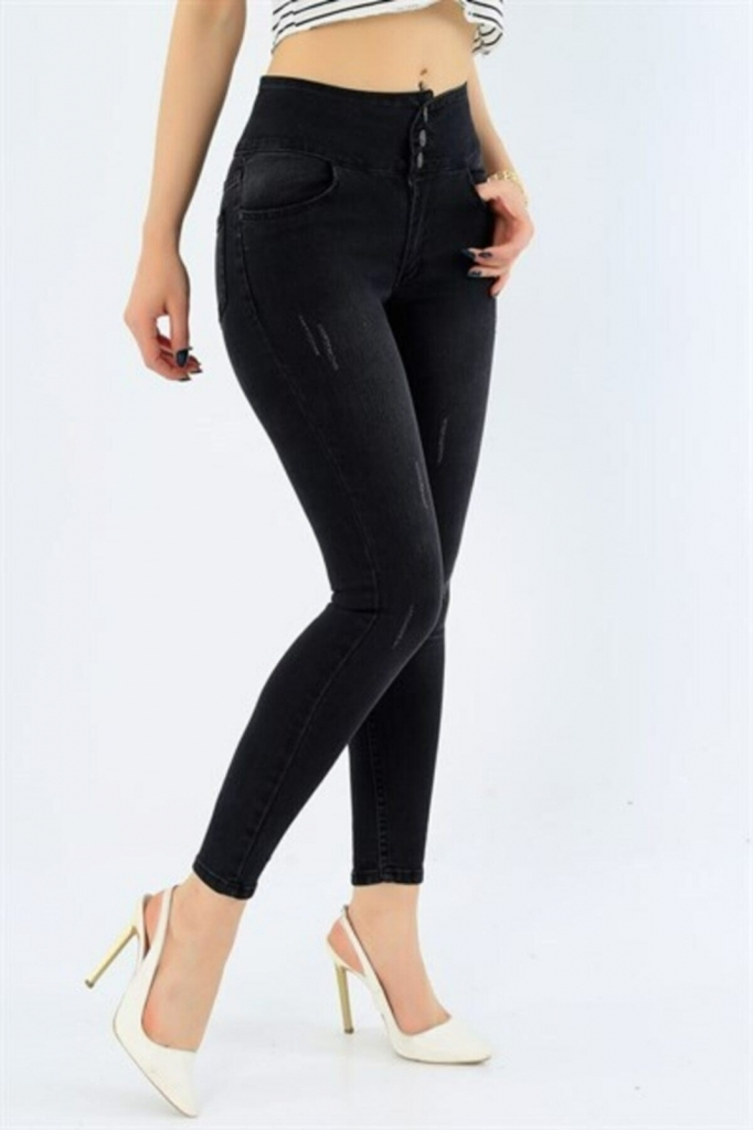 Yüksek Bel Likralı Jean Pantolon 90 Cm - Görsel 2