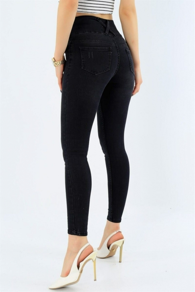 Yüksek Bel Likralı Jean Pantolon 90 Cm - Görsel 4