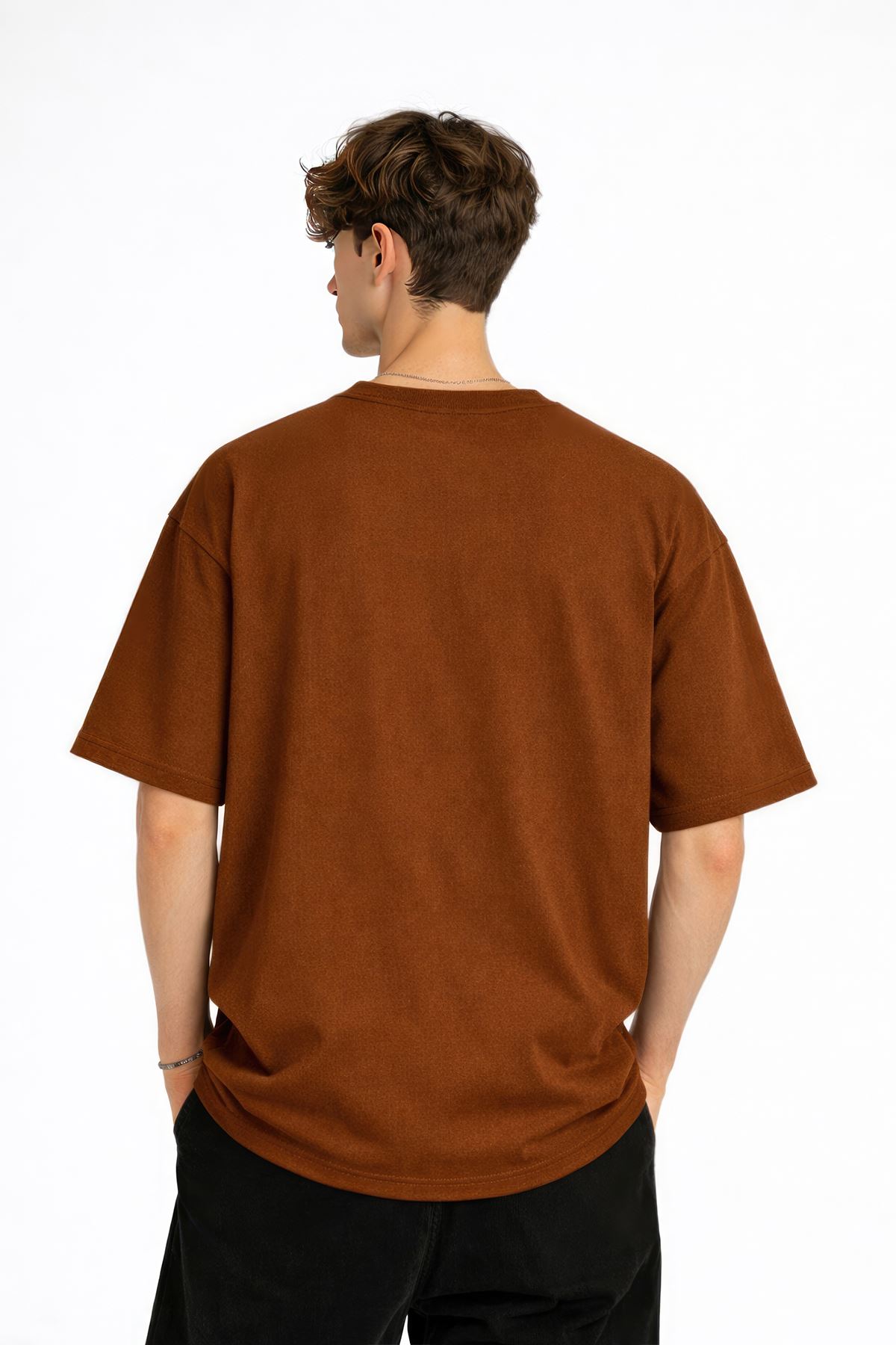 Blurry - Oversize Erkek Tişört KAHVE - Görsel 5