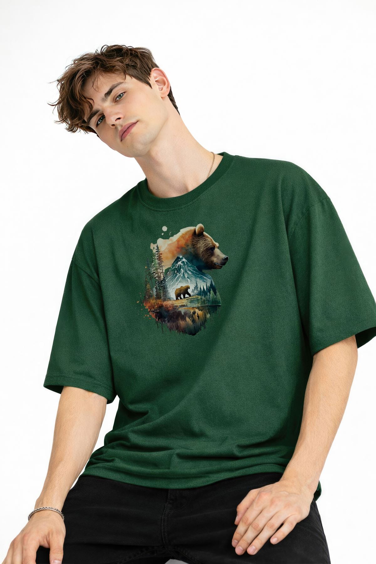 Bear2 - Oversize Tişört HAKI - Görsel 2