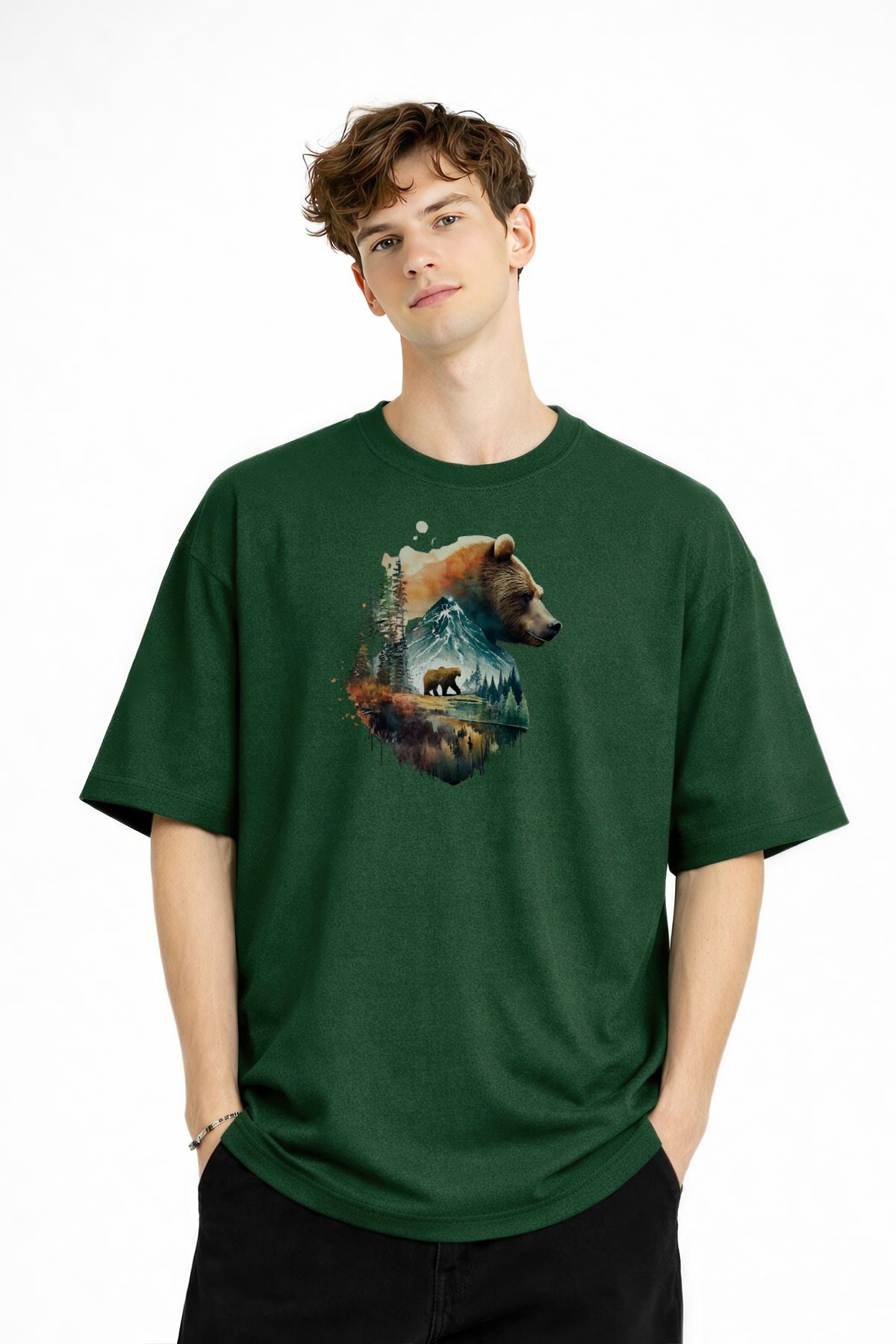 Bear2 - Oversize Tişört HAKI - Görsel 3