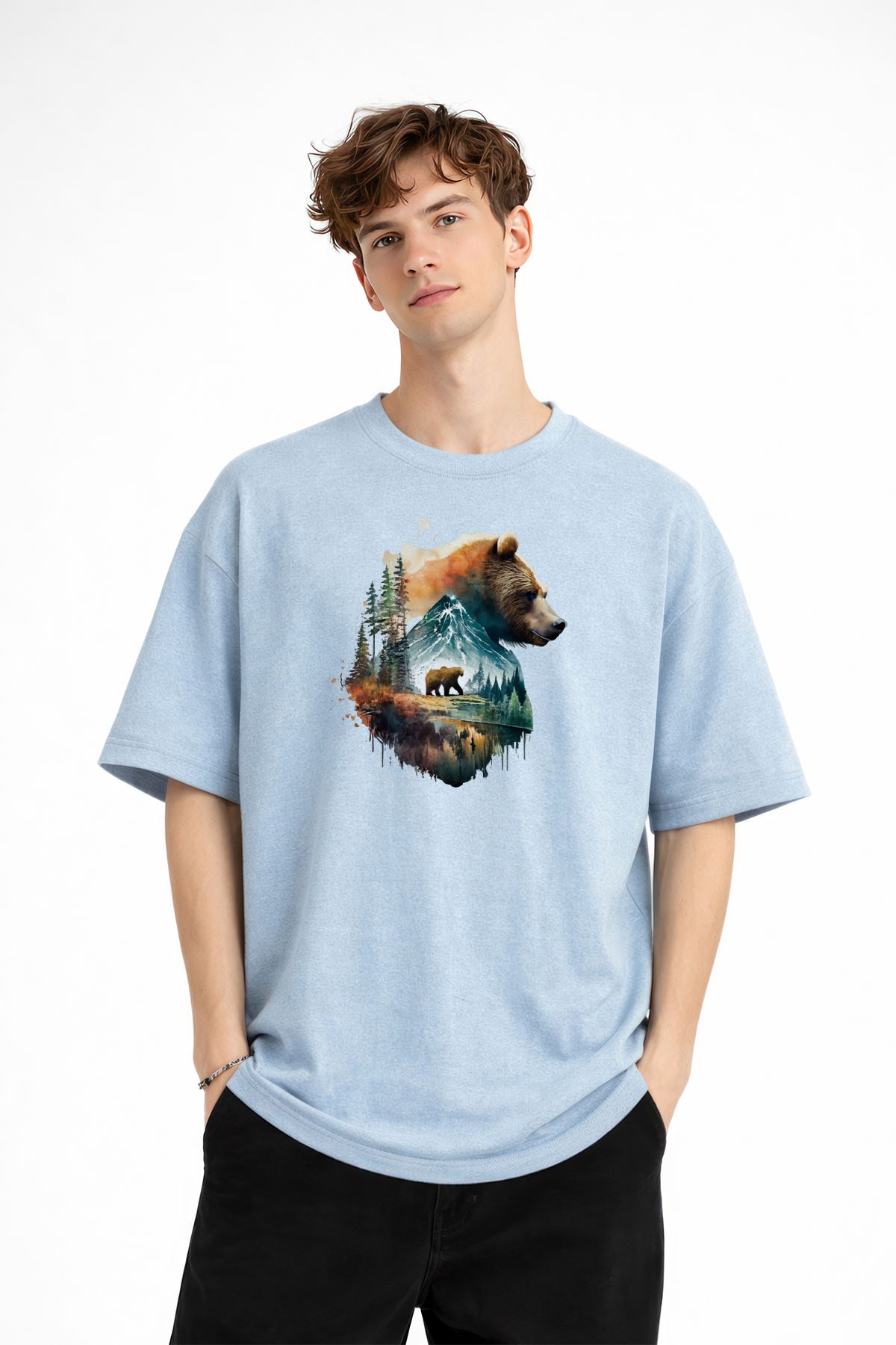 Bear2 - Oversize Tişört Bebek Mavisi - Görsel 2