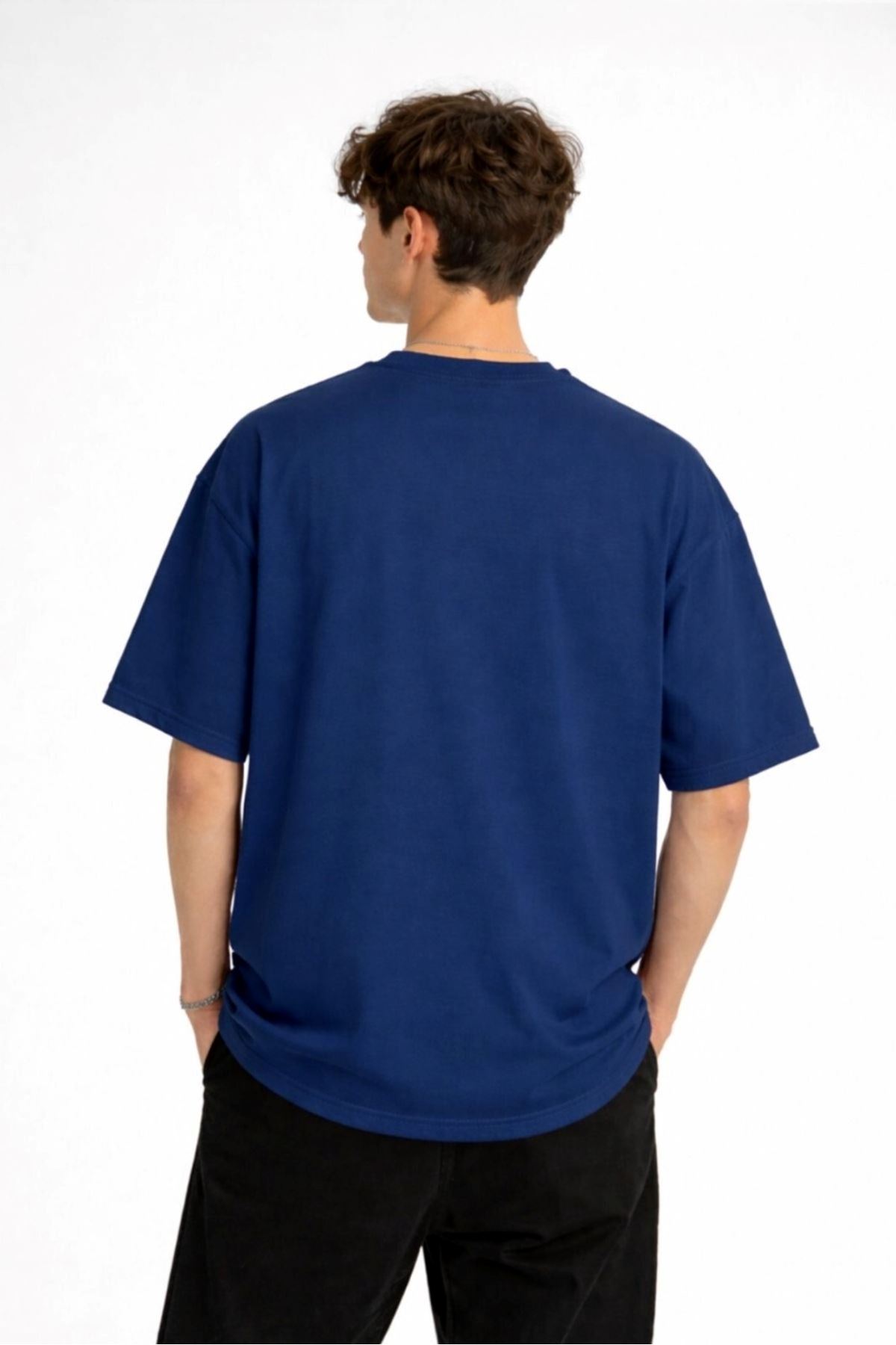 CH - Bear Baskılı Oversize Tişört LACIVERT - Görsel 4