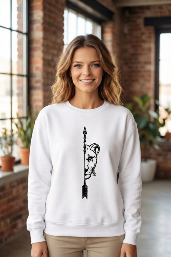 Sevgililer Günü Baskılı Oversize Bisiklet Yaka Sweatshirt - Beyaz