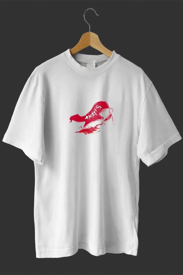 1 Mayıs Emekçiler Günü Baskılı Oversize Bisiklet Yaka T-shirt - Beyaz