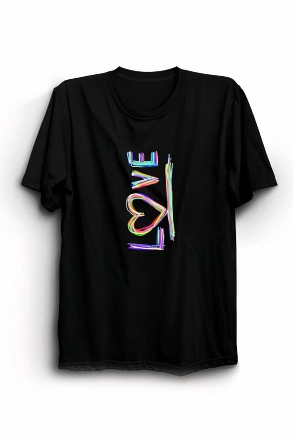 14 Şubat Sevgililer Günü Love Baskılı Oversize Bisiklet Yaka T-shirt - Siyah