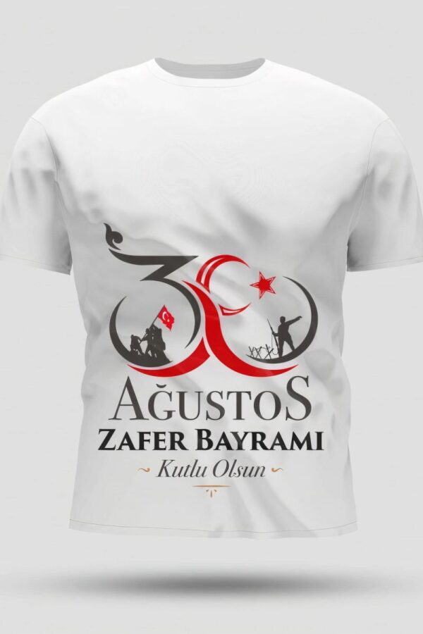 30 Ağustos Zafer Bayramı Baskılı Oversize Bisiklet Yaka T-shirt