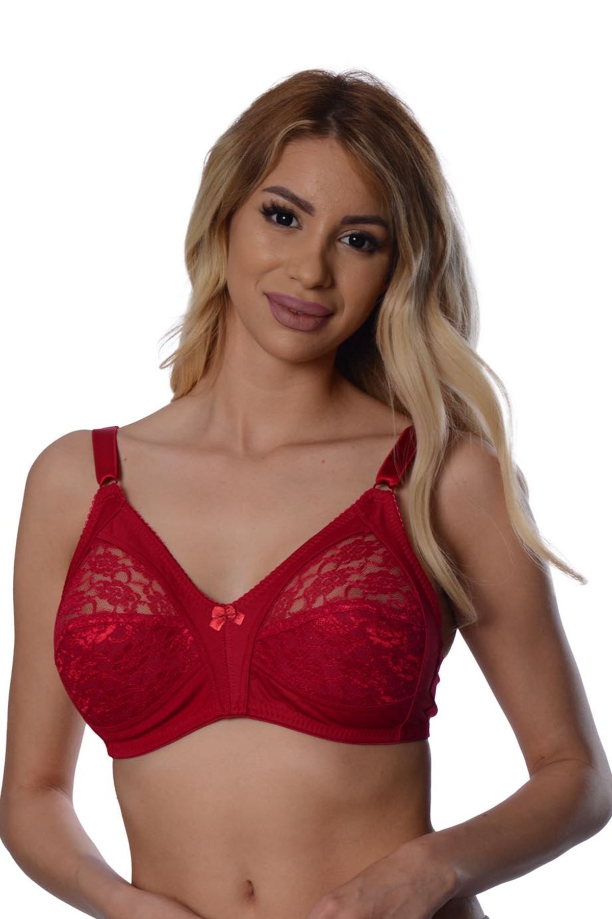 Bordo Dantelli Toparlayıcı Sütyen - Görsel 3