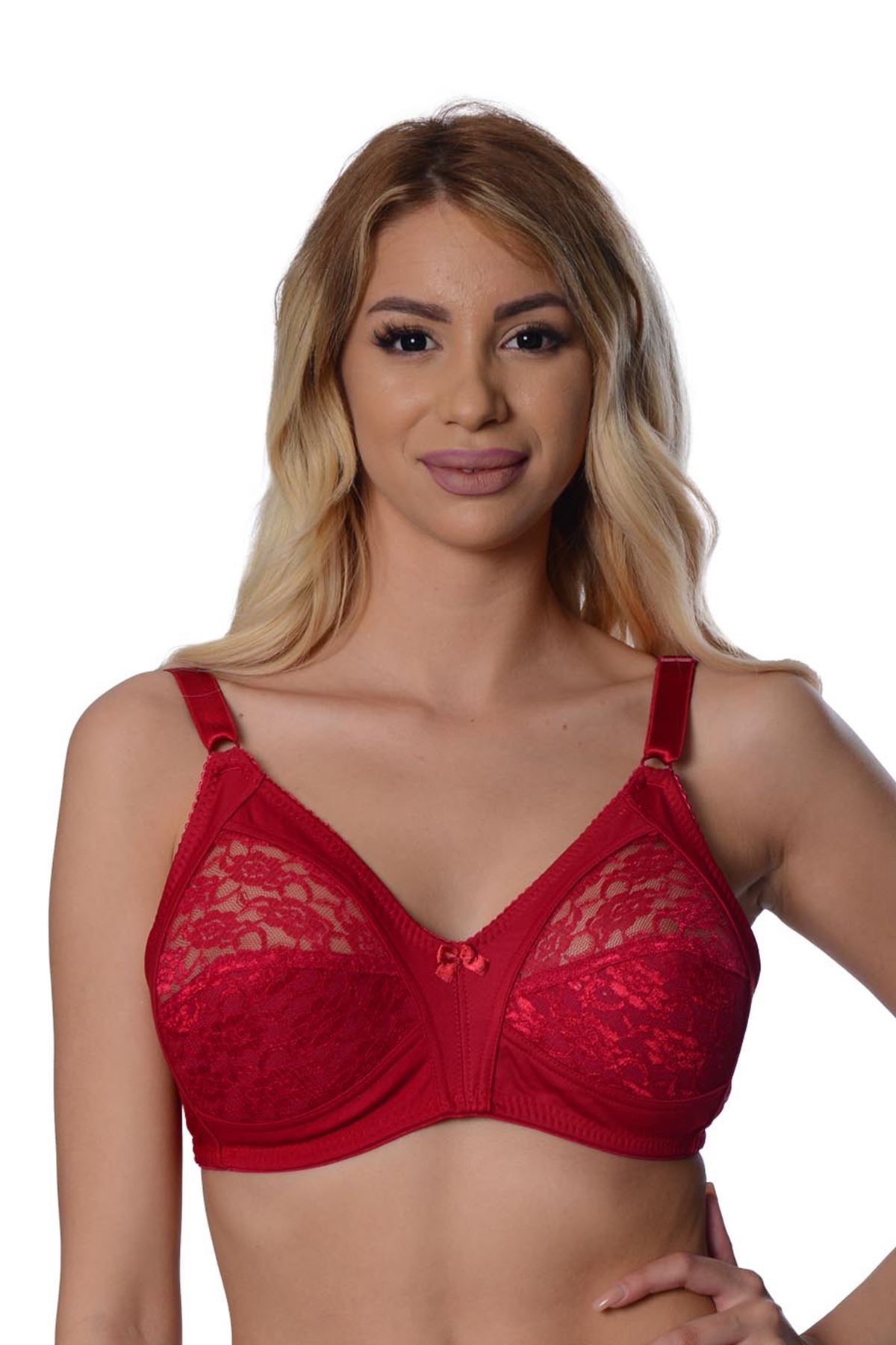 Bordo Dantelli Toparlayıcı Sütyen - Görsel 4