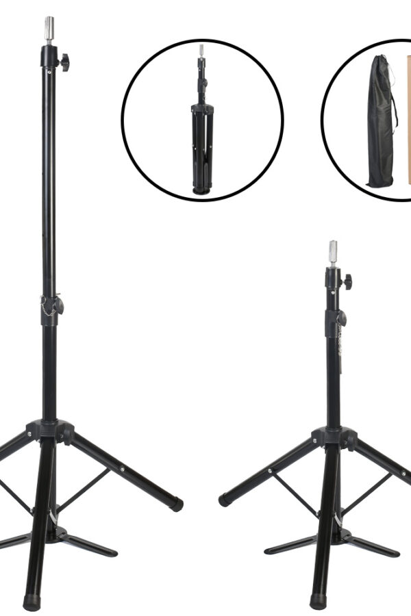 Kuaför Eğitim Mankeni İçin Ayaklı Metal Tripod / Siyah + Taşıma Çantası