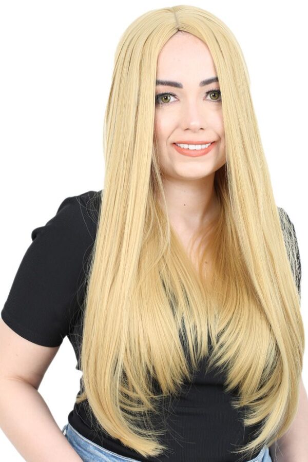Fiber Sen Uzun Düz Peruk / Sarı