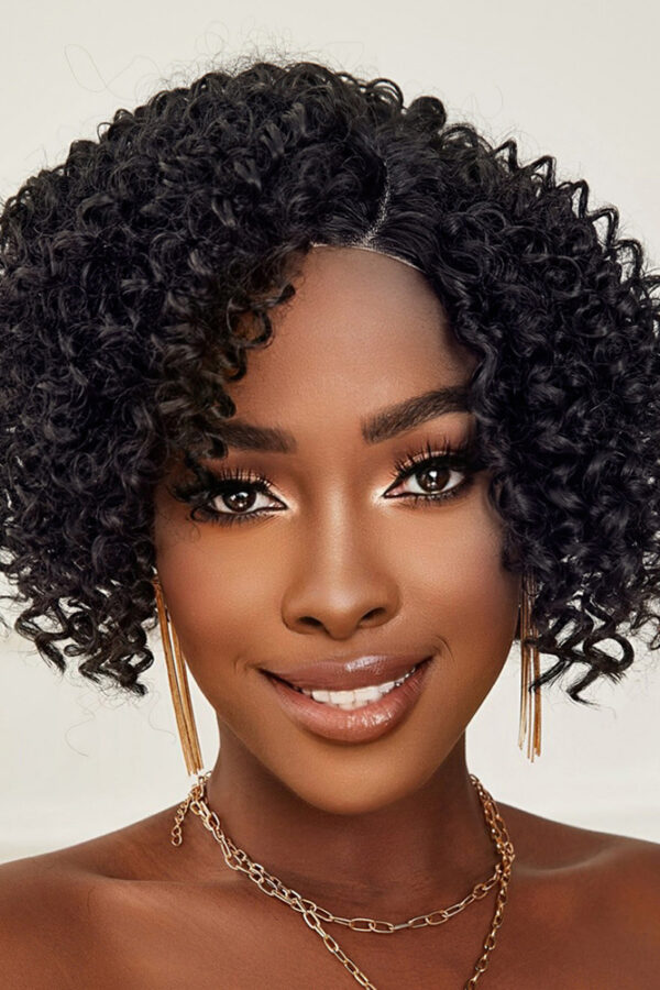 Siyah Kısa Afro Yan Tül Peruk