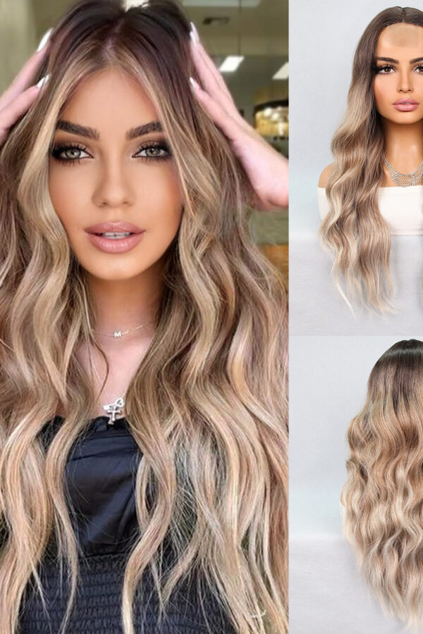Kumral Platin Ombre Balköpüğü Röfleli Tül Peruk