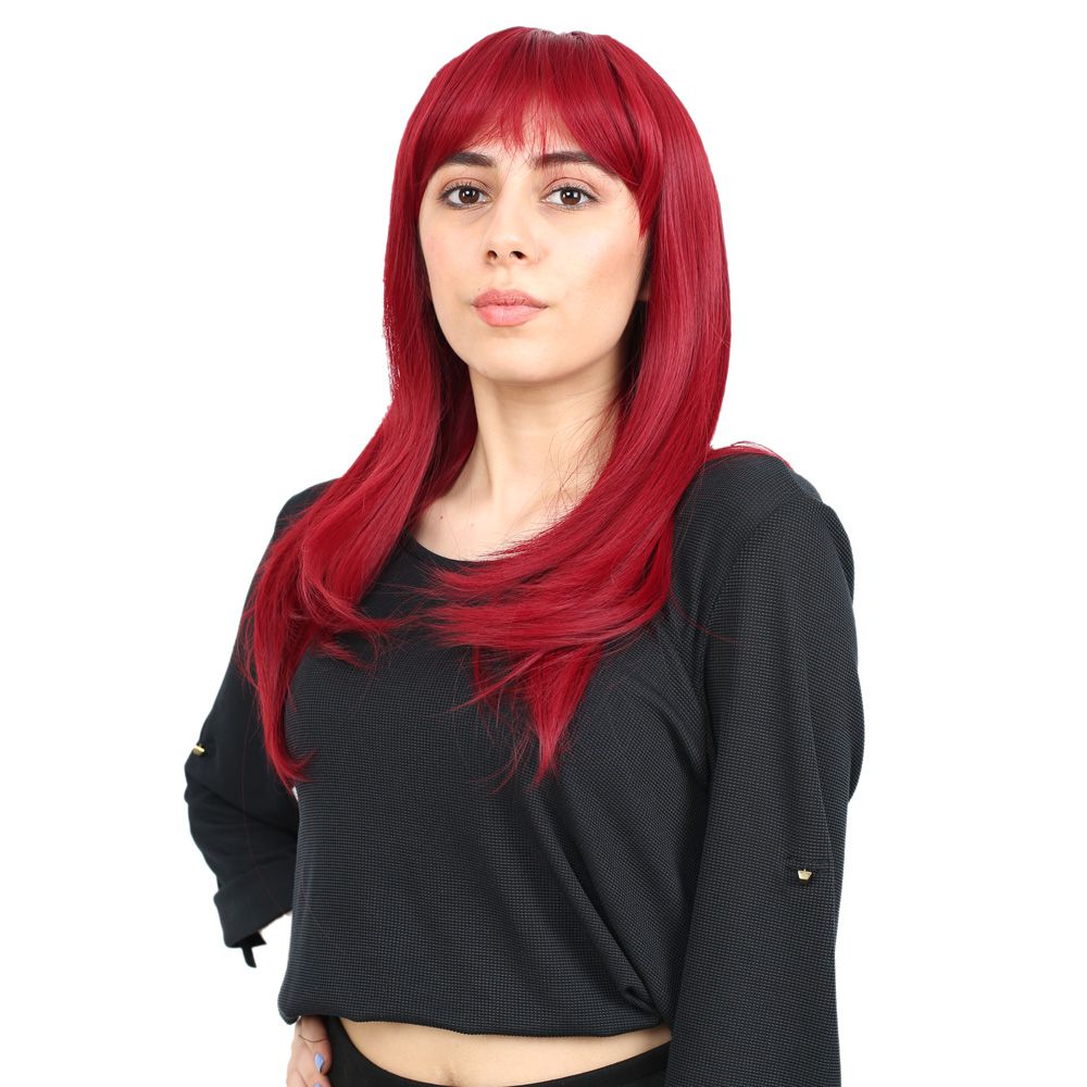 Düz Perçemli Orta Boy Fiber Sen Peruk / Kızıl