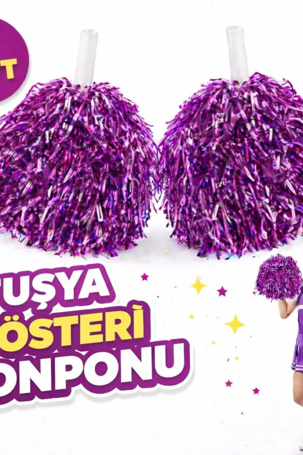 1 Çift ( 2 Adet ) Mor Renk 23 Nisan 19 Mayıs 29 Ekim Okul Gösteri Ponponları Ekstra Doun