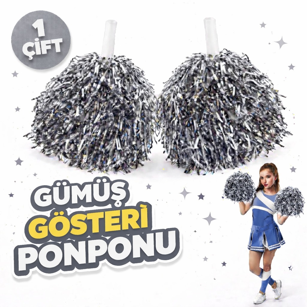 1 Çift ( 2 Adet ) Renk 23 Nisan 19 Mayıs 29 Ekim Okul Gösteri Ponponları Ekstra Doun