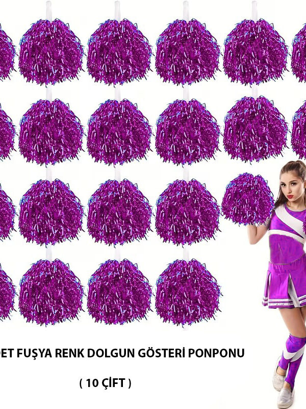 10 Çift ( 20 Adet ) Mor Renk 23 Nisan 19 Mayıs 29 Ekim Okul Gösteri Ponponları