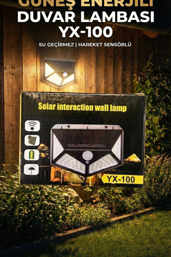 100 Led DIŞ Mekan Solar Aydınlatma Fotoselli Solar Lamba Hareket Sensörlü