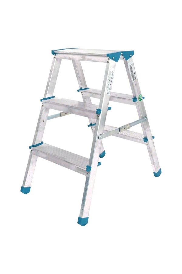 ÇİFT BASAMAKLI ALÜMİNYUM METAL MERDİVEN YÜKSEKLİK 69CM BAŞ GENİŞLİK 8CM