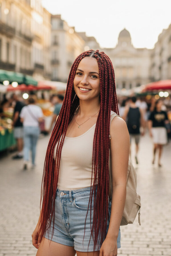 Afrika Örgüsü Ve Rasta İçin Sen  / Koyu Kızıl