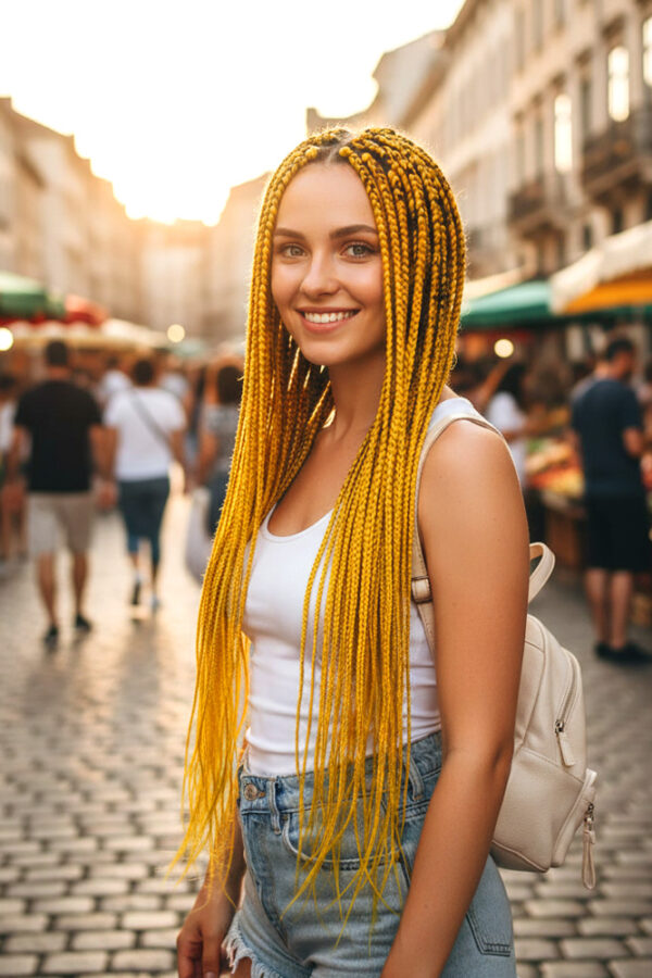 Afrika Örgüsü Ve Rasta İçin Sen  / Koyu Sarı