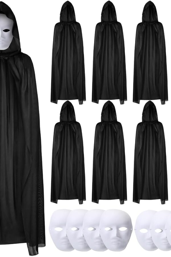 120 cm Siyah Kapüşonlu Pelerin ve Boyanabilir Karton  8’li Set
